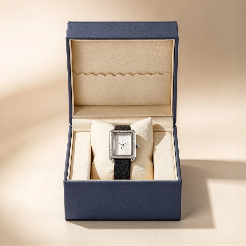 Boîte à montre unique en cuir bleu